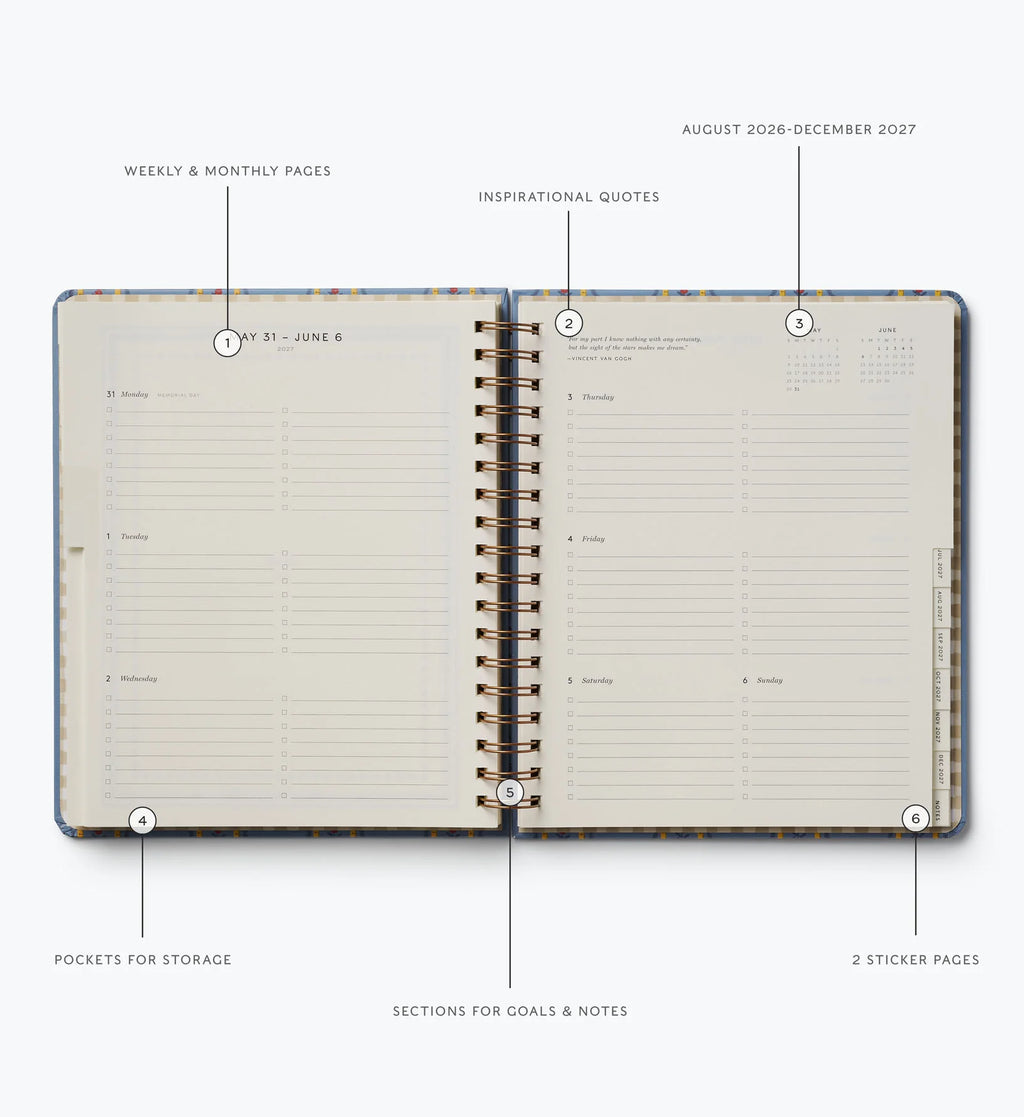 2026-2027 17-Month Academic Hardcover Spiral Planner